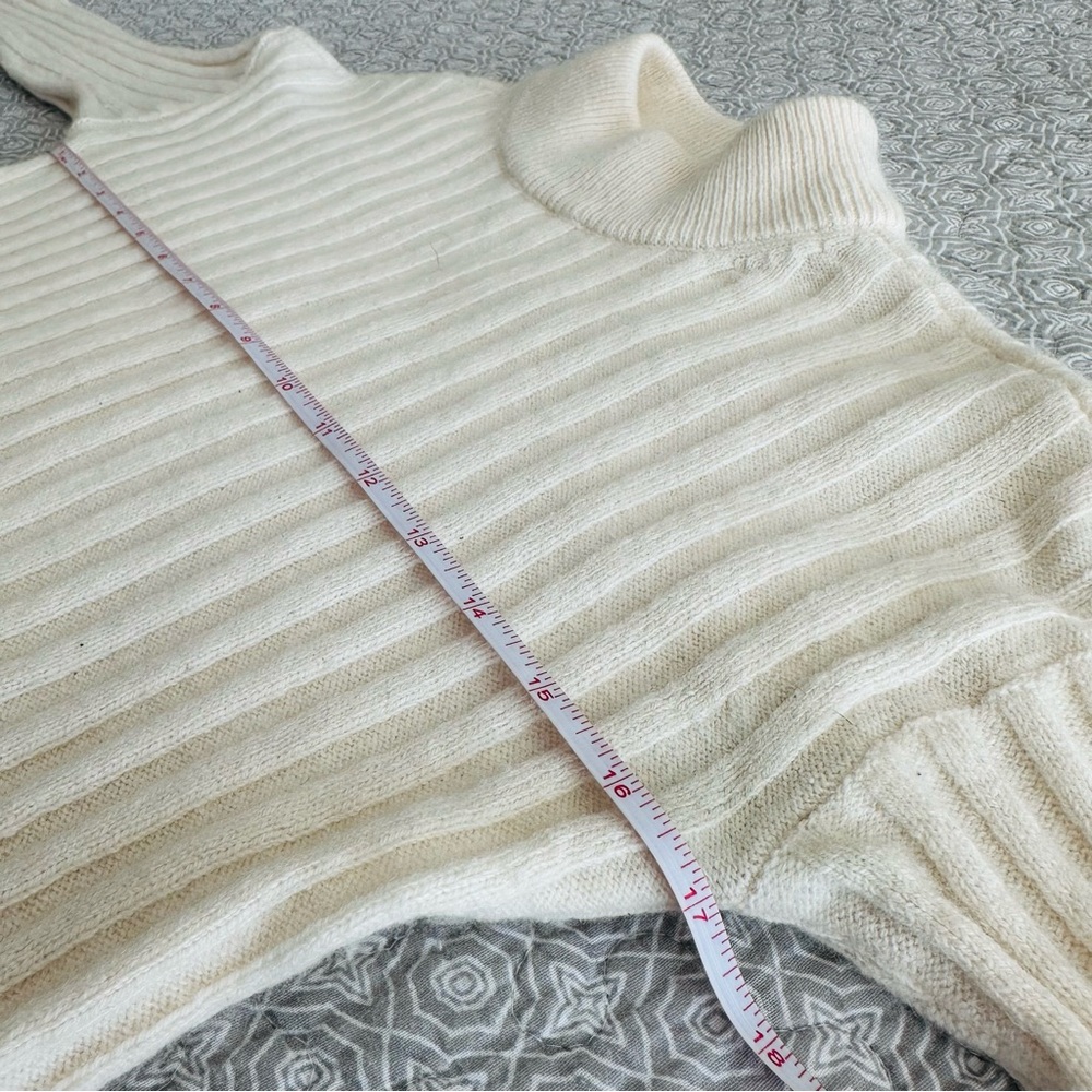 Madewell Cream Ribbed Mock Neck Crop Pullover Sweater Wool Blend Size XS - Picture 6 of 8